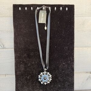 Cookie Lee Silver, Black and Blue Pendant Necklace #82342 NWT
